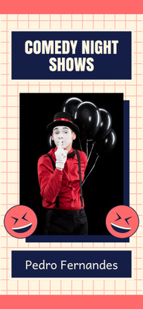 Designvorlage Nachtkomödienshow mit Pantomime und Luftballons für Snapchat Geofilter