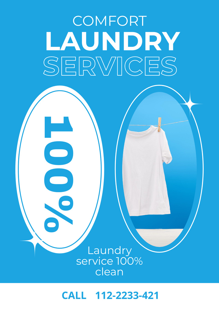 Comfortable Laundry Service Offer Poster Tasarım Şablonu