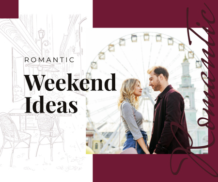 Loving couple in city on weekend Facebook Design Template