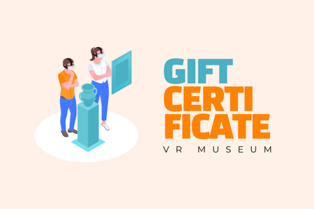 VR Museum Tour Announcement Gift Certificate Design Template