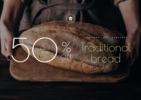 Modèle de visuel Promo de Boulangerie avec du Pain Frais - Flyer A6 Horizontal