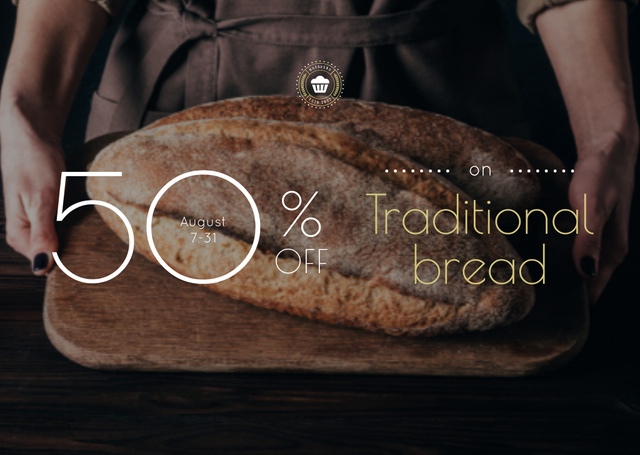 Promo of Bakery Shop with Fresh Bread Flyer A6 Horizontalデザインテンプレート
