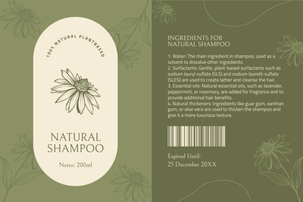 Natural Herbal Shampoo Label Modelo de Design