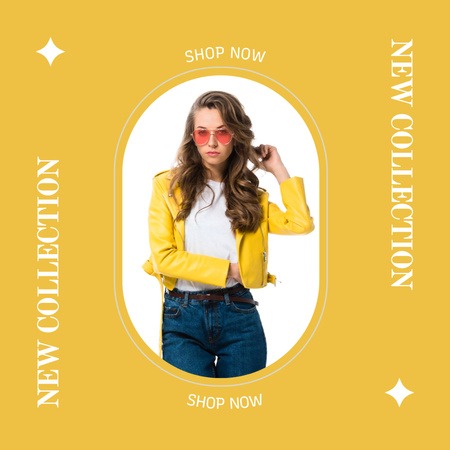 Szablon projektu Oferta Nowej Kolekcji Modern Wear w kolorze żółtym Instagram