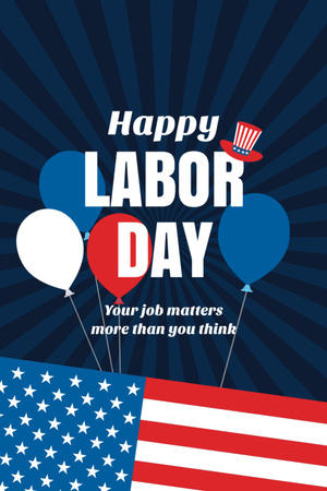 USA Labor Day Celebration with Balloons Postcard 4x6in Vertical tervezősablon