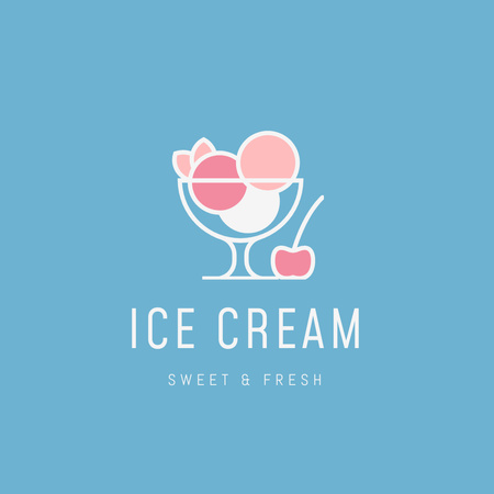 Different Ice Cream Balls in Bowl Logo 1080x1080pxデザインテンプレート