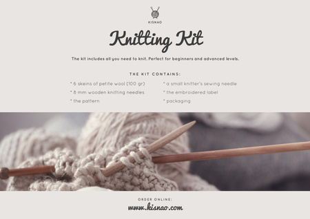 Knitting Kit Offer with Threads Poster A2 Horizontal Design Template