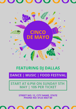 Cinco de Mayo Festival Bright Announcement Poster 28x40in Design Template