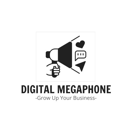 Megaphone And Digital Marketing Agency Service Promotion Animated Logo Design Template