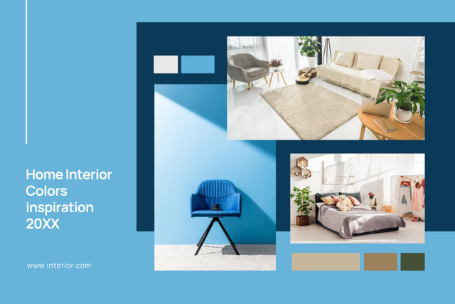 Modèle de visuel Home Interior Colors Inspiration Blue - Mood Board