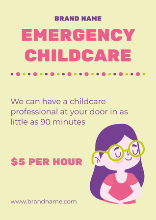 Emergency Childcare Services Poster Šablona návrhu