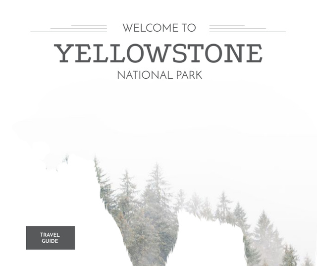 Yellowstone National Park with Bear silhouette Facebook Modelo de Design