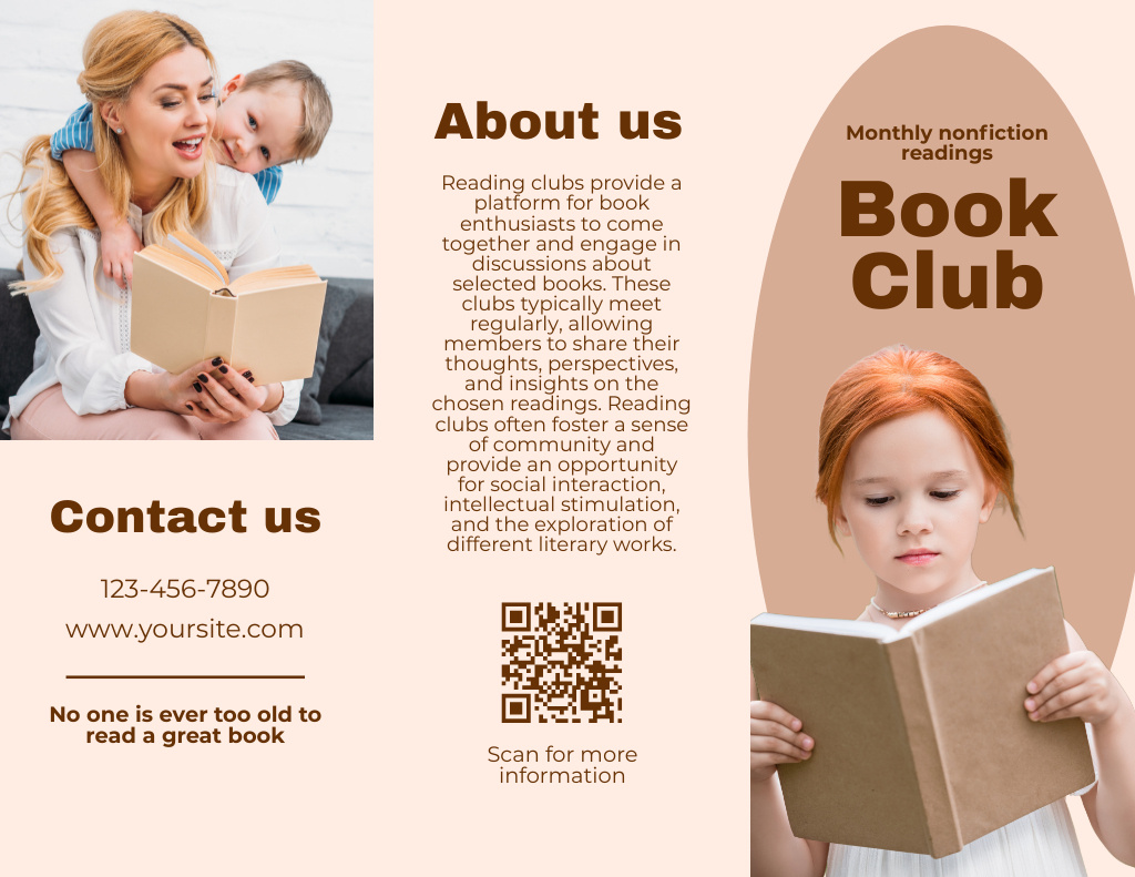 Book Club for Cute Kids Brochure 8.5x11in Πρότυπο σχεδίασης