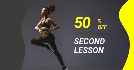 Fitness Classes Ad with Athlete Woman Facebook AD Design Template