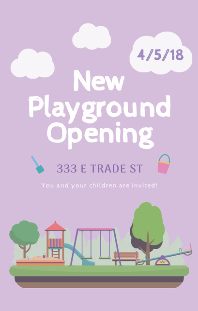 New Kids Playground Opening Invitation 4.6x7.2in Πρότυπο σχεδίασης