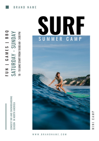 Summer Surf Camp Ad Poster A3 Design Template