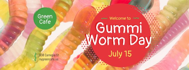 Gummi worm candy Day Facebook cover – шаблон для дизайну
