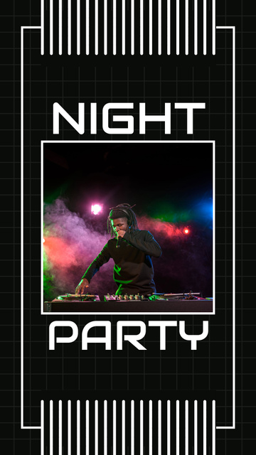Night Party Event Announcement with Dj Instagram Story Πρότυπο σχεδίασης