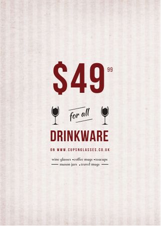 Plantilla de diseño de Drinkware Sale Glass with red wine Invitation 