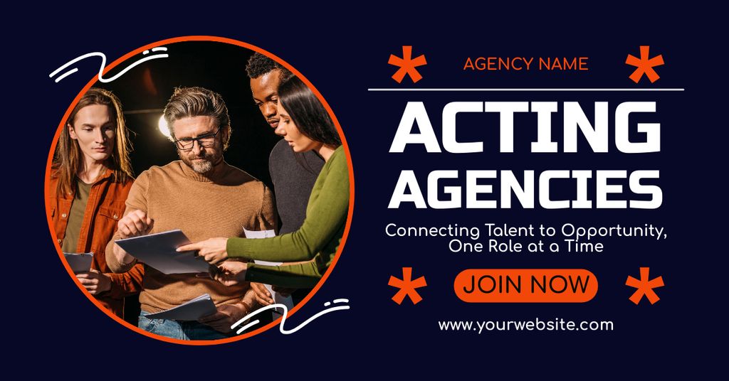 Acting Agency Services for Talented Actors Facebook AD Modelo de Design