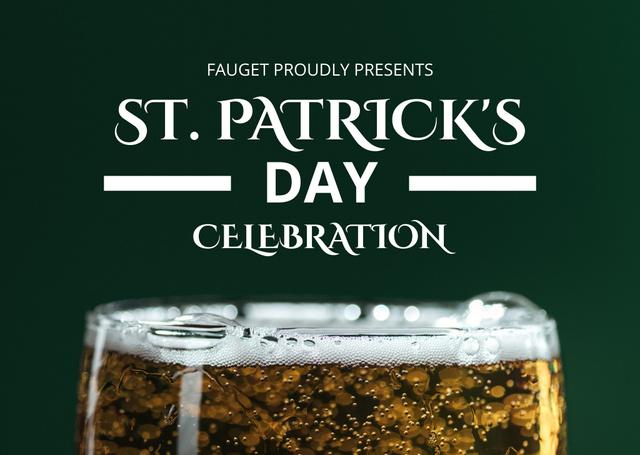 St. Patrick's Day Wishes with Glass of Beer in Green Card Tasarım Şablonu