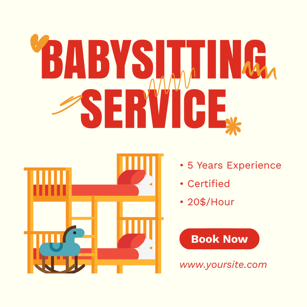 Professional Nanny Company Service Offering with Years of Experience Instagram Tasarım Şablonu