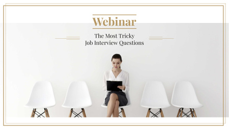 Businesswoman waiting for Job interview FB event cover Design Template
