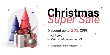 Platilla de diseño Christmas Super Sale Offer Twitter