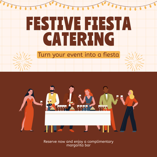 Festive Catering Services Ad with People on Banquet Instagram Design Template