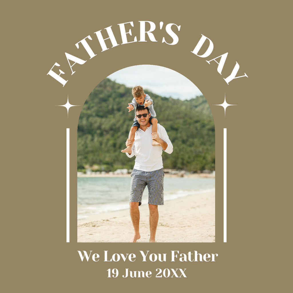 Ontwerpsjabloon van Instagram van Father's Day Greeting with Vacation Photo