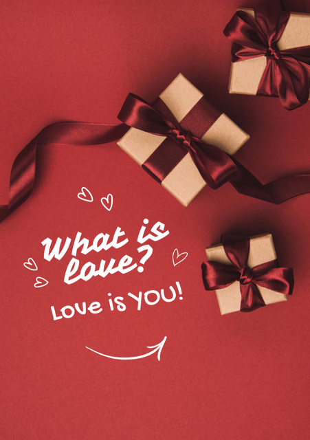 Valentine's Day Celebration with Gift Boxes Postcard A5 Vertical Tasarım Şablonu