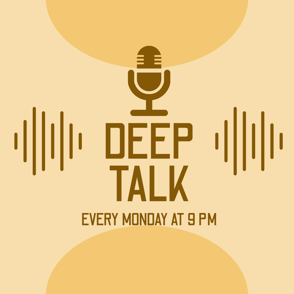 Deep Talk Podcast Cover with Mic Podcast Cover Tasarım Şablonu