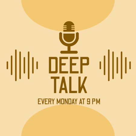 Deep Talk Podcast Cover with Mic Podcast Cover Design Template