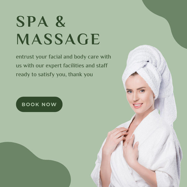 Spa Salon Advertisement with Attractive Young Woman Instagram Design Template