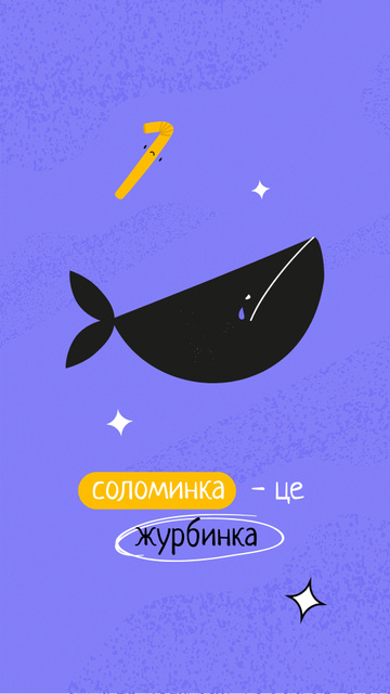 Eco Concept with Plastic Drinking Straw and Sad Whale Instagram Story Šablona návrhu