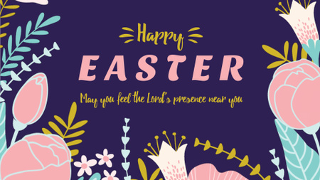 Easter Greeting with Flowers Full HD video Design Template