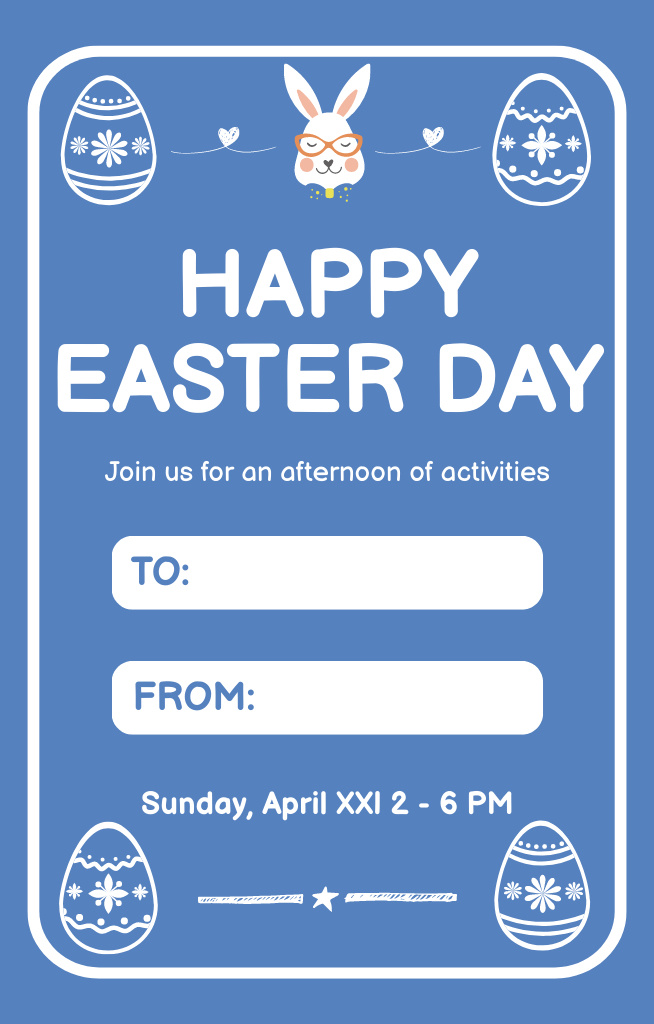Platilla de diseño Easter Day Celebration Announcement on Blue Invitation 4.6x7.2in