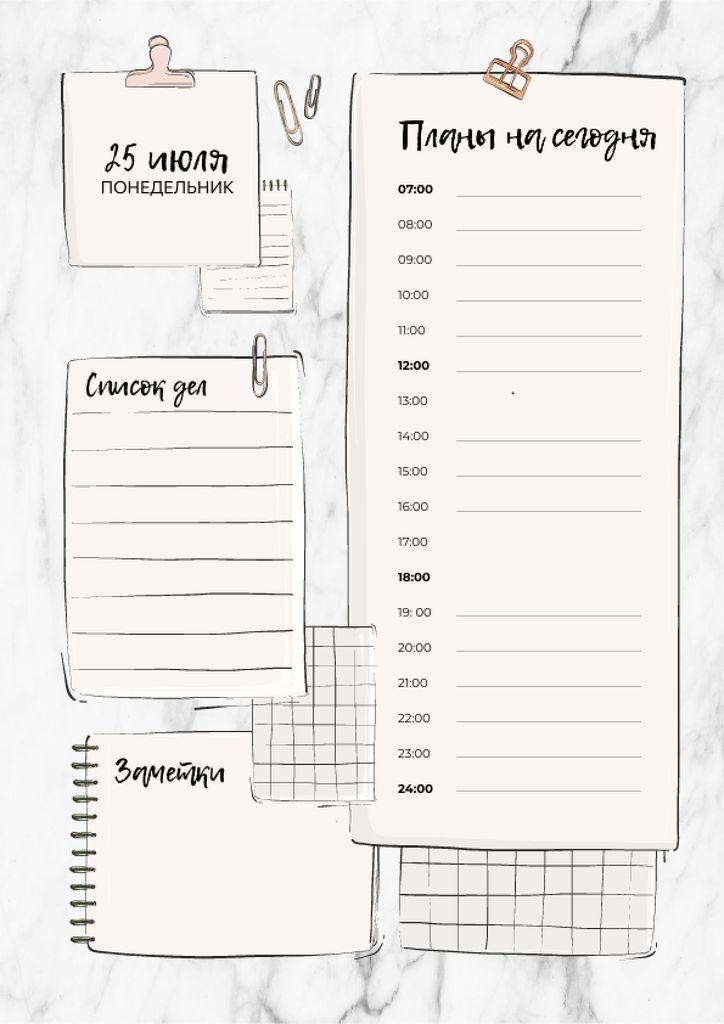 Ontwerpsjabloon van Schedule Planner van Schedule Planner with Paper Clips