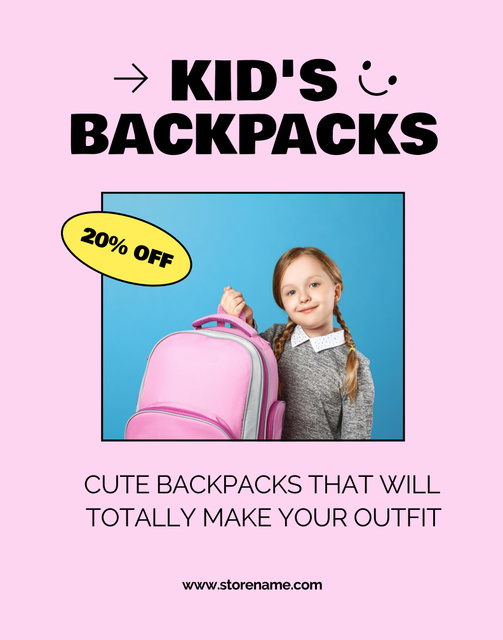 Plantilla de diseño de Discount on Backpacks on Pink Poster 22x28in 