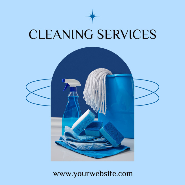 Designvorlage Cleaning Services Offer with Detergent and Supplies für Instagram AD