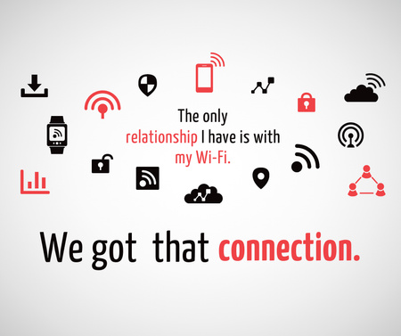 Wi-Fi technology sign and icons Facebook Design Template
