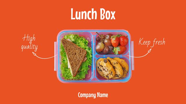 School Food Ad on Red Label 3.5x2in Design Template