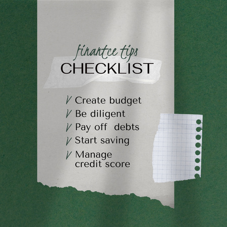 Checklist with Finance Tips Instagram Design Template