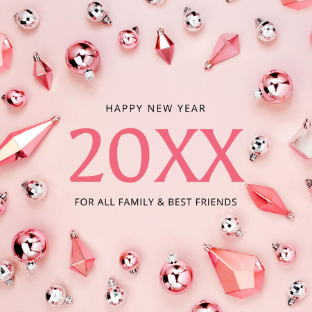 Cute New Year Greeting with Toys Instagram Design Template