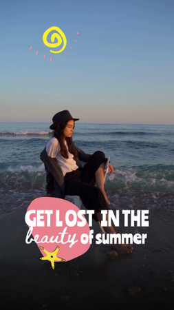 Template di design Twilight Seaside e citazione ispiratrice sull'estate TikTok Video