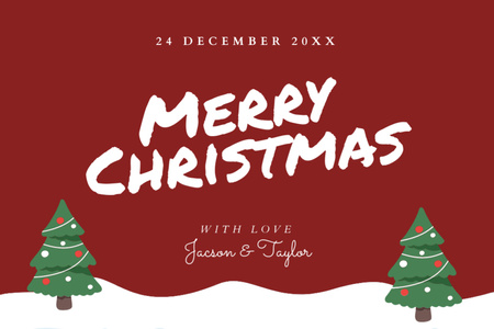 Christmas Greeting With Festive Trees Postcard 4x6in – шаблон для дизайна