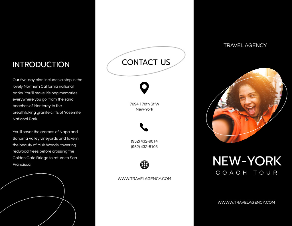Coach Tour Ad in Black Brochure 8.5x11in – шаблон для дизайна