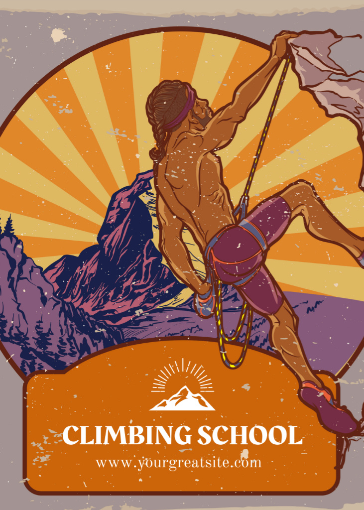 Interactive Climbing And Alpinism School Classes Postcard 5x7in Vertical Design Template