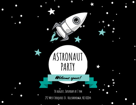 Platilla de diseño Lovely Astronaut Party With Rocket in Space Flyer 8.5x11in Horizontal