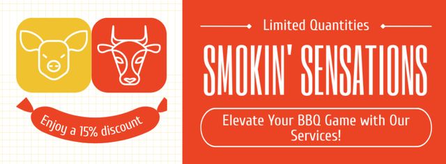 Pork and Beef Smoking Facebook cover Design Template